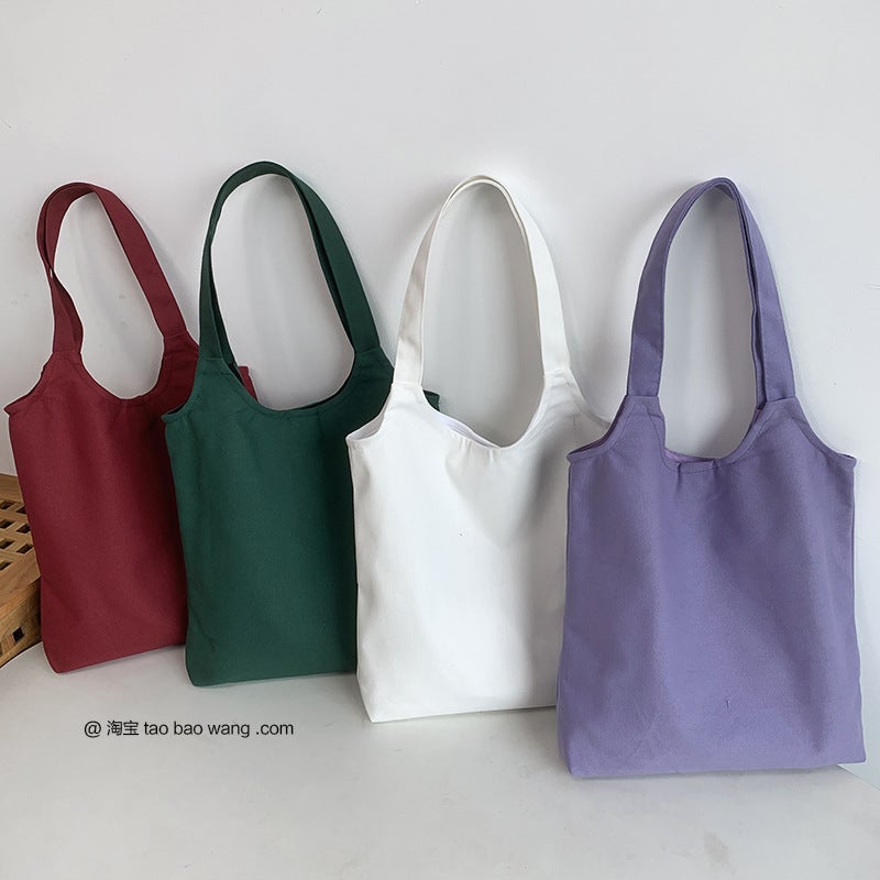 Plain Canvas Shoulder Bag Tote for Women - Image 2