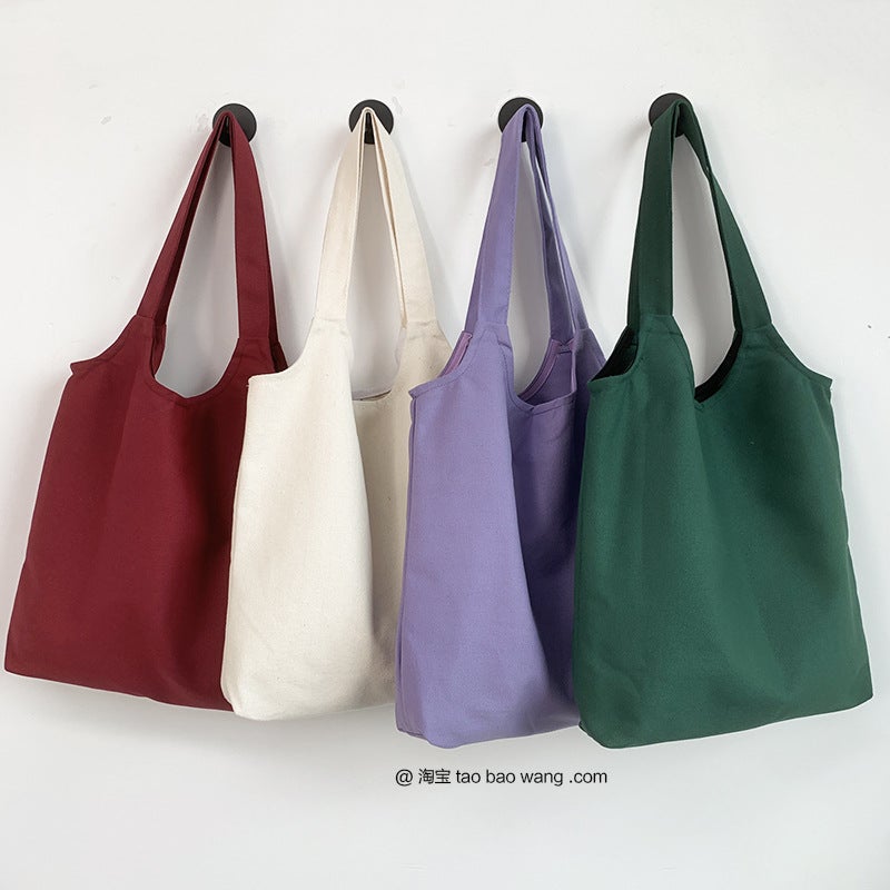 Plain Canvas Shoulder Bag Tote for Women - Image 1