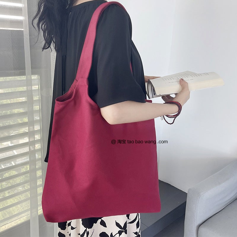 Plain Canvas Shoulder Bag Tote for Women - Image 4