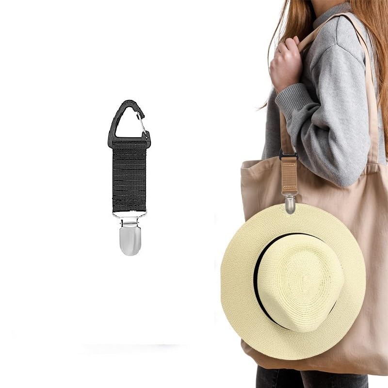 Inralimot Canvas Hat Clip For Travel Hat Holder For Travel On Bag Clip-On Holder For Sun And Wide Brim Hats Hands Free Bag Accessory,Multicolor - Image 1