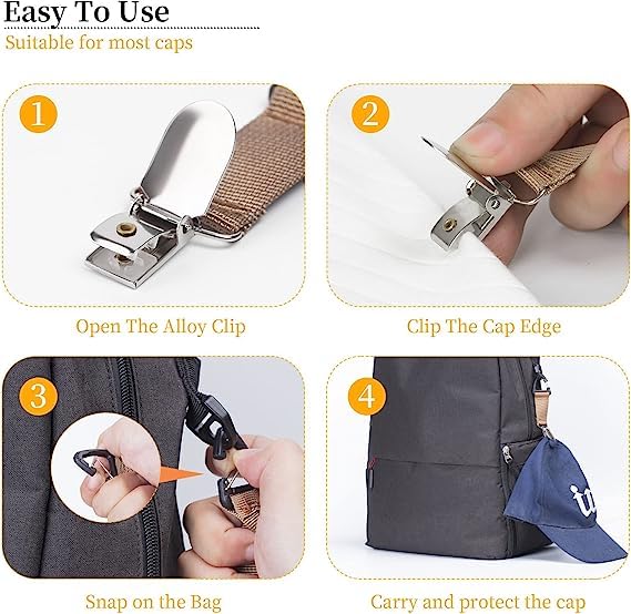 Inralimot Canvas Hat Clip For Travel Hat Holder For Travel On Bag Clip-On Holder For Sun And Wide Brim Hats Hands Free Bag Accessory,Multicolor - Image 3