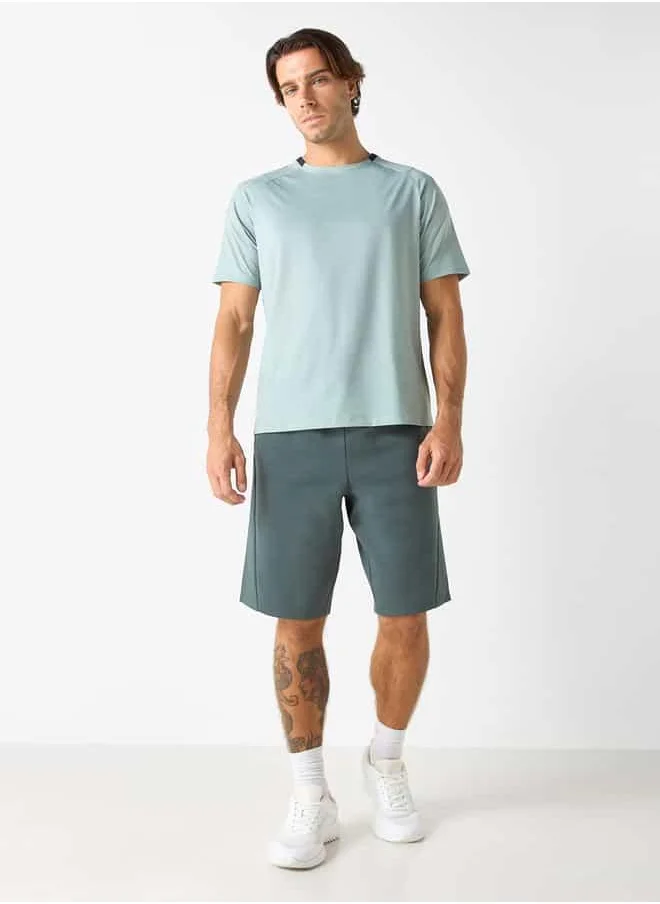 ادوت Textured Crew Neck T-shirt with Short Sleeves