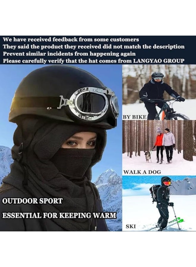 Joudi Windproof Winter Face Mask, Black – Warm Fleece Ski Mask for Men - Image 4