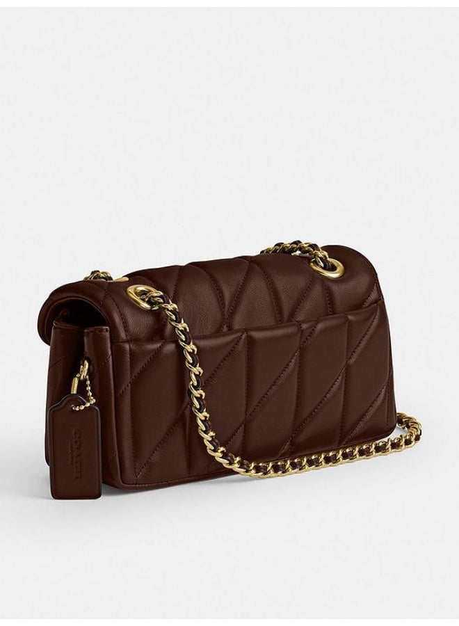 متجر المدرب حقيبة كتف جلدية مبطنة بقفل ذهبي مميز على شكل حرف C وحزام سلسلة - حقيبة يد فاخرة بتصميم أنيق للنساء، مثالية للاستخدام اليومي - تابي 20 - Image 4