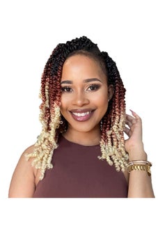 Leeven 8 Packs Pre Twisted Passion Twist Crochet Hair 10 Inch 3 Tone Ombre Blonde Pre Looped Shoulder Length Bomb Twists Bohemian Synthetic Braiding Hair Extensions For Women 12Strands/Pack 1B/27/613  - Image 1