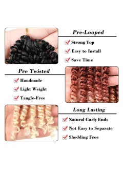 Leeven 8 Packs Pre Twisted Passion Twist Crochet Hair 10 Inch 3 Tone Ombre Blonde Pre Looped Shoulder Length Bomb Twists Bohemian Synthetic Braiding Hair Extensions For Women 12Strands/Pack 1B/27/613  - Image 4