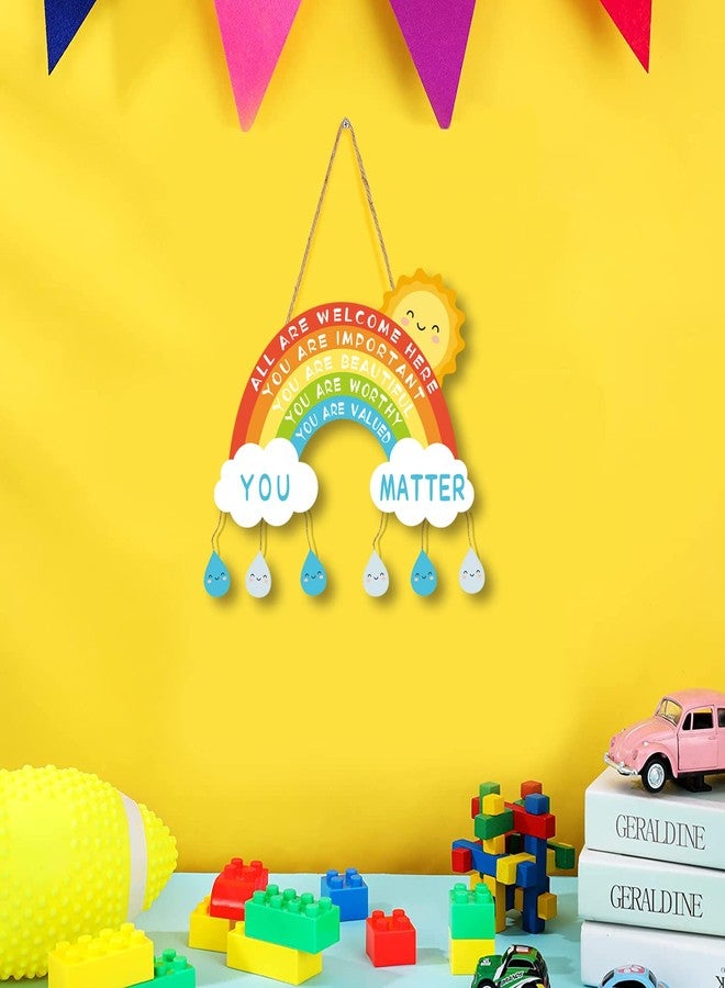 TOARTi Rainbow Wood Sign,Inspirational Rainbow Wooden Wall Hanging Sign,Sun Raindrop Cloud Wall Art Sign for Kids Playroom Decor,Colorful Rainbow Classroom Decoration - Image 2