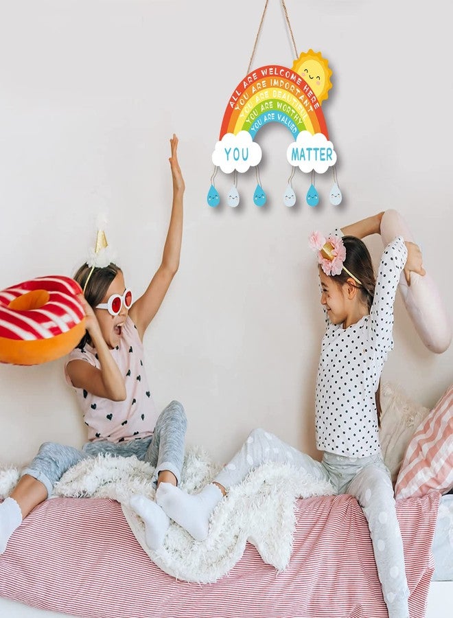 TOARTi Rainbow Wood Sign,Inspirational Rainbow Wooden Wall Hanging Sign,Sun Raindrop Cloud Wall Art Sign for Kids Playroom Decor,Colorful Rainbow Classroom Decoration - Image 3