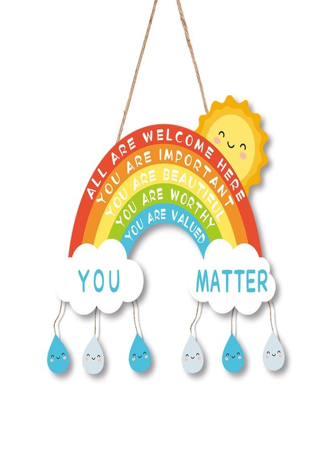 TOARTi Rainbow Wood Sign,Inspirational Rainbow Wooden Wall Hanging Sign,Sun Raindrop Cloud Wall Art Sign for Kids Playroom Decor,Colorful Rainbow Classroom Decoration - Image 1