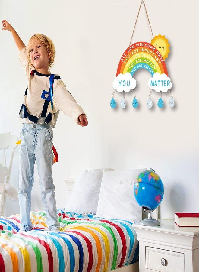 TOARTi Rainbow Wood Sign,Inspirational Rainbow Wooden Wall Hanging Sign,Sun Raindrop Cloud Wall Art Sign for Kids Playroom Decor,Colorful Rainbow Classroom Decoration - Image 5