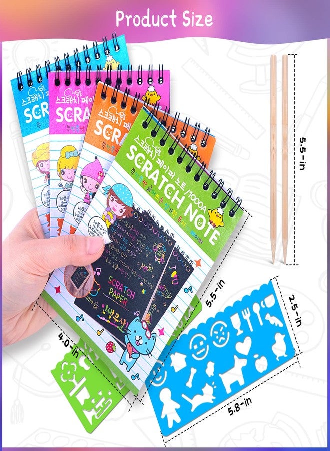 POKONBOY 24 Pack Rainbow Scratch Paper Arts Notebooks, Scratch Note Pads for Kids Rainbow Party Favors Coloring Books for Girls Boys Art Party Supplies - Image 2