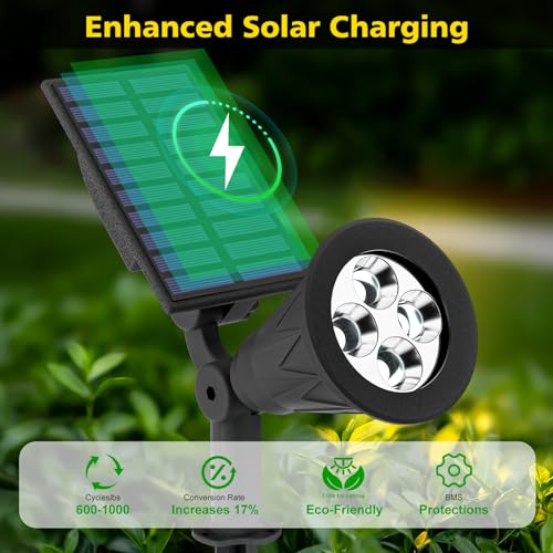 T-SUN Solar Spotlight LED Outdoor Wall Light, IP65 Waterproof, Auto-on at Night/Auto-Off by Day, 180°Angle Adjustable for Tree, Patio, Yard, Garden, Driveway, Stairs, Pool Area (Green) - Image 3
