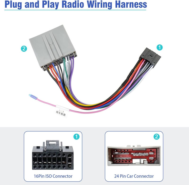 Jayubien Stereo Radio Wiring Harness Adapter for Ford and Lincoln Vehicles, 16Pin ISO to 24Pin Car Stereo Connector - Image 4