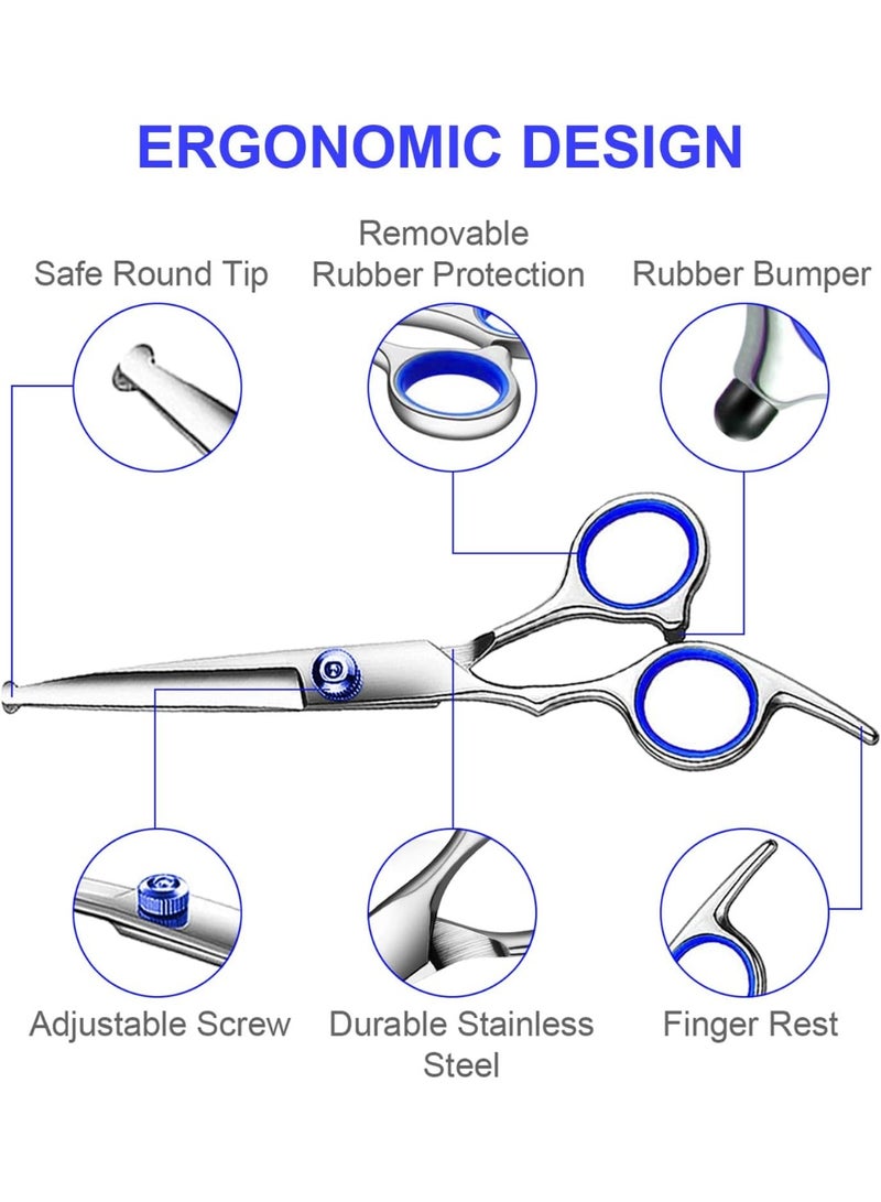 general Professional 6 in1 Dog Grooming Scissors Kit, Titanium Coated Dog Scissors for Grooming, Grooming Shears Kit for Dogs Cat Pet At Home - Image 5