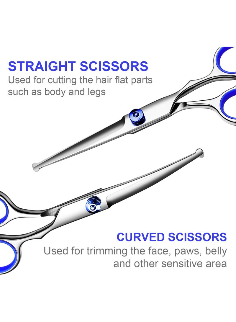 general Professional 6 in1 Dog Grooming Scissors Kit, Titanium Coated Dog Scissors for Grooming, Grooming Shears Kit for Dogs Cat Pet At Home - Image 4