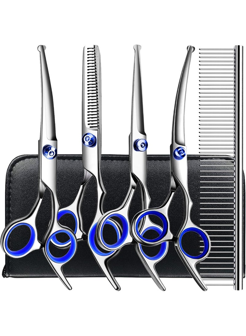 general Professional 6 in1 Dog Grooming Scissors Kit, Titanium Coated Dog Scissors for Grooming, Grooming Shears Kit for Dogs Cat Pet At Home - Image 1