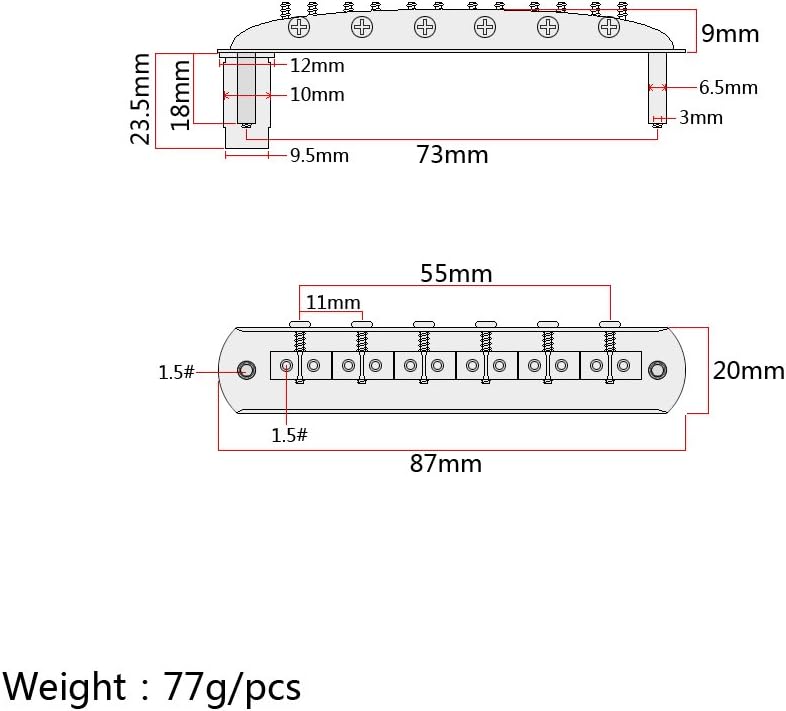 كلاراكو جسر سرج جيتار معدني مطلي بالكروم مع براغي على شكل حرف L لقطع غيار وملحقات جيتار موستانج جازماستر - Image 5