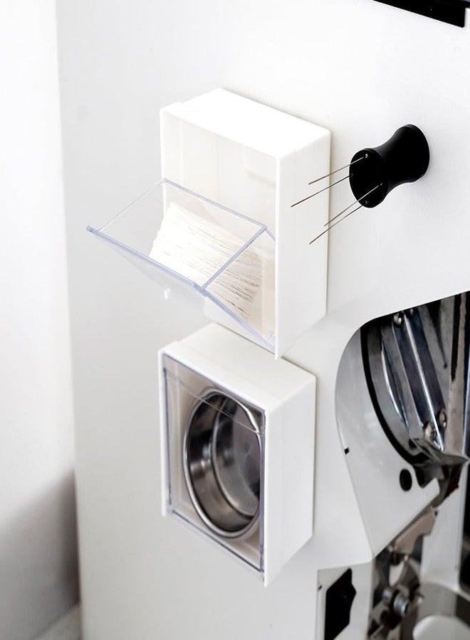 watchget Espresso Paper Filter Holder Coffee Filter Storage Container Magnetic Coffee Filter Dispenser Compatible with 51mm/53mm/55mm/58mm Round Disposable Puck Screen Paper Filters, White - Image 3