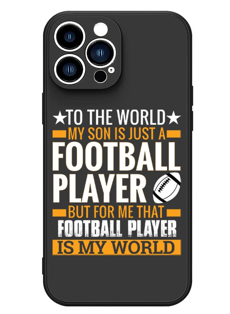 Theodor غطاء سليم واقي من السيليكون السائل مع حماية كاملة للجسم مضاد للخدش وصدمات لجهاز آيفون 12 برو ماكس أسود - لاعب كرة القدم - Image 1