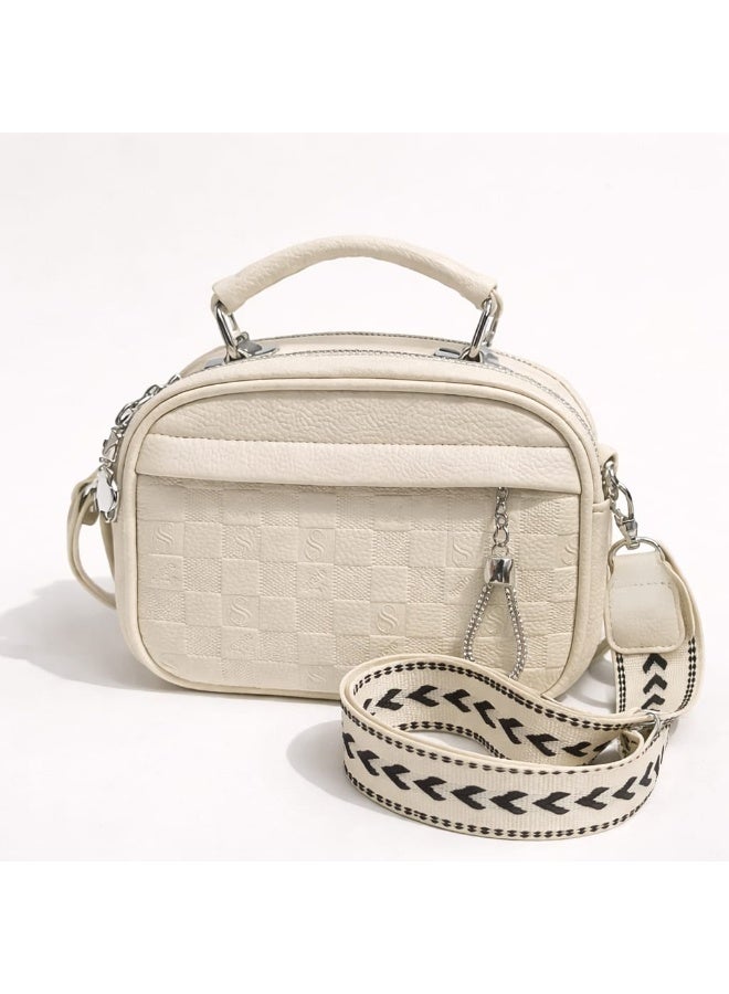 SUNSTAR Elegant Cream Textured Mini Crossbody Bag with Adjustable Strap - Image 3