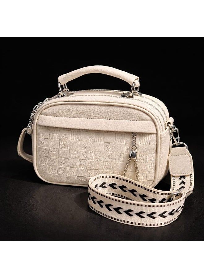 SUNSTAR Elegant Cream Textured Mini Crossbody Bag with Adjustable Strap - Image 2