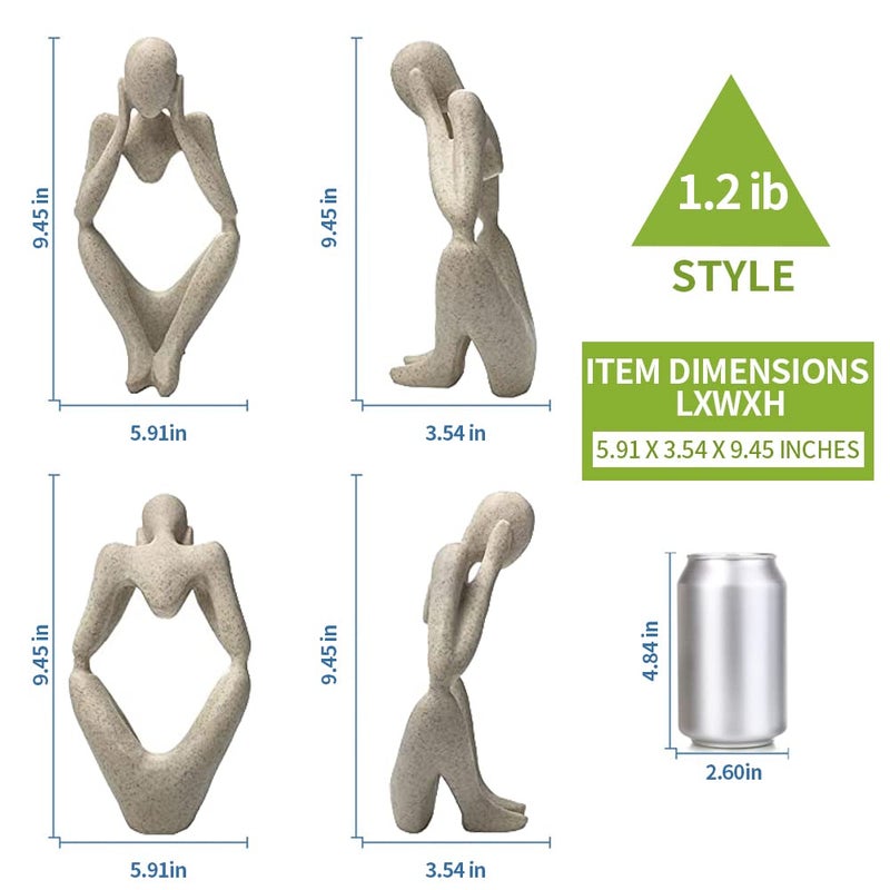 prosfalt Sandstone Resin Thinker Style Abstract Sculpture Statue Collectible Figurines Home Office Bookshelf Desktop Decor(Sandstone - think Deeply) - Image 3