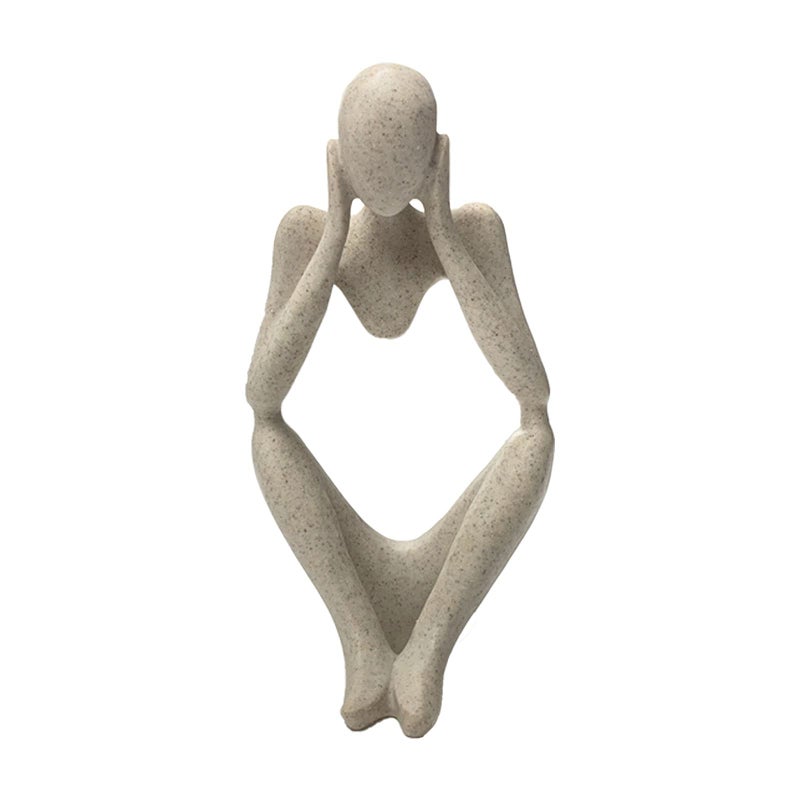 prosfalt Sandstone Resin Thinker Style Abstract Sculpture Statue Collectible Figurines Home Office Bookshelf Desktop Decor(Sandstone - think Deeply) - Image 1