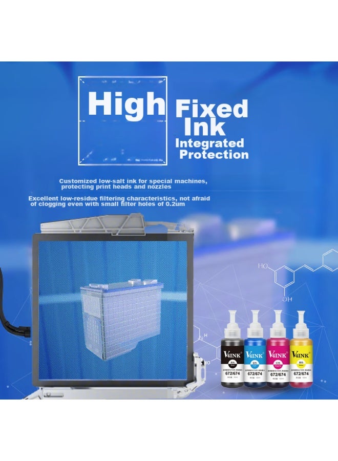 V4ink Compatible With Epson 672 Ink, Suitable For Epson L360, L380, L805, L310 Printers, L1300, L565, L130, L1455, 6721 - Image 4