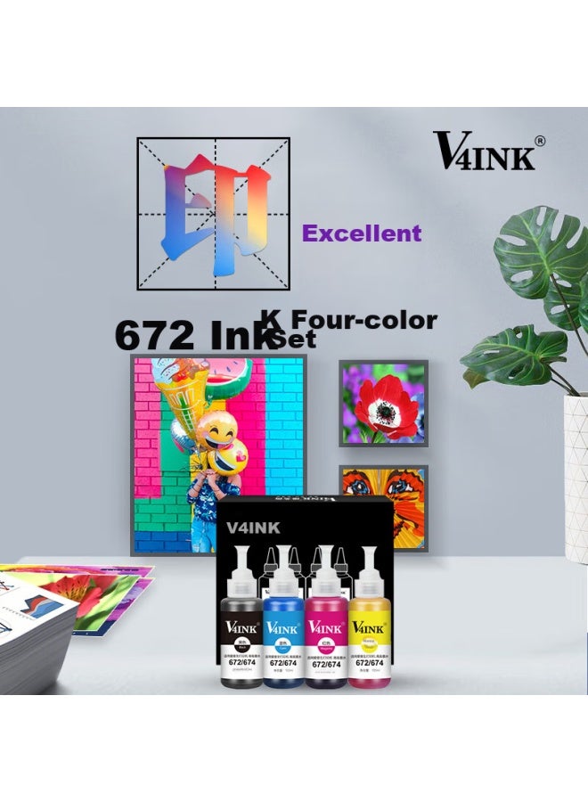 V4ink Compatible With Epson 672 Ink, Suitable For Epson L360, L380, L805, L310 Printers, L1300, L565, L130, L1455, 6721 - Image 2