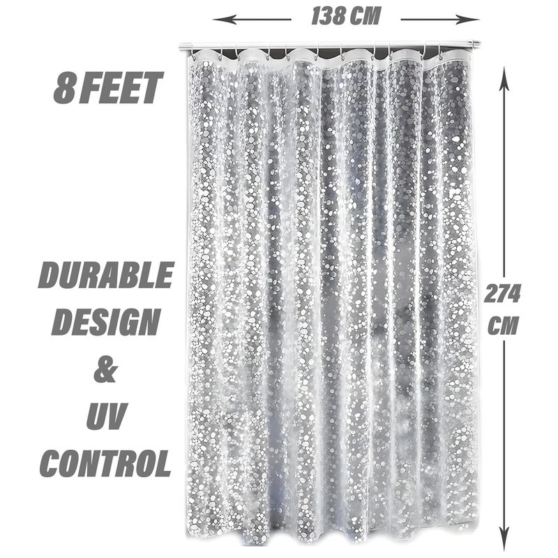 Kuber Industries Coin Design PVC AC Shower Curtain - 8 ft, Transparent (CTKTC03537, Washable) - Image 3