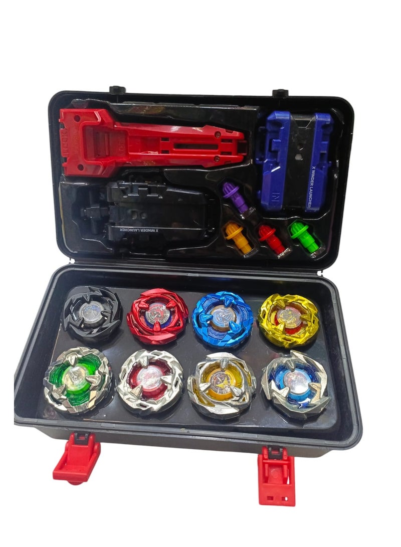 Fusion Battling Top Burst Launcher Grip Set Storage Box Top Burst Gyros 4D with Launcher Burst Toys for Children 8pcs  - Image 1