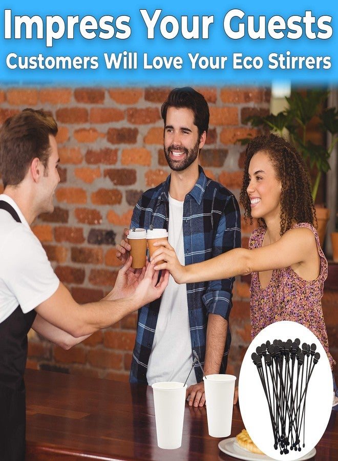 Avant Grub Cafe Grade, BPA Free 7 In. Coffee Stoppers 200 Pack. Recyclable Black Plug + Stirrer Paddle Perfect for Stirring a Hot Drink. Best Disposable Plastic Lid Stopper Swizzle. Bulk Stir Stick Supplies - Image 3