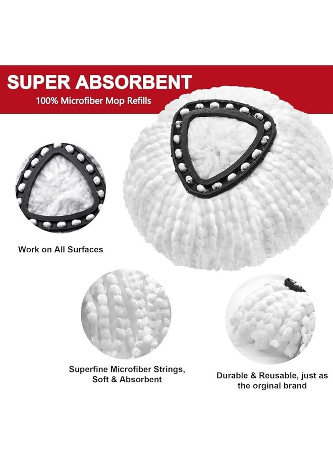 Rocket Flyer Swivel Mop Head Replacement, Compatible with Vileda/O-cedar Easy Screwing Mop and Bucket System, O-Ceda Dust Off Mop Head Replacement for Floor Cleaning, Triangle (4 pcs.) (White) - Image 3