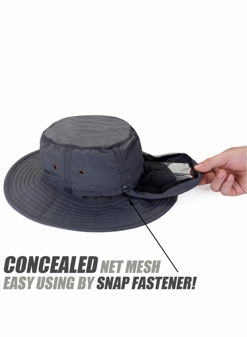 KASTWAVE Head Net Hat, 50+ UPF Protection Safari Hat with Removable Mesh Hidden Netting - Image 4