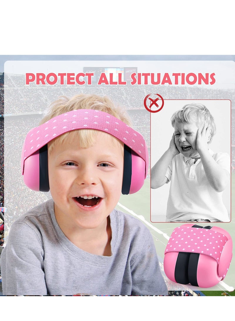 SOLARAE Baby Earmuffs, 2-24 Months Adjustable Baby Ear Protection Earphones Noise Reduction Earmuffs with Cloth Bag Soundproofing for Newborns (Pink) - Image 5