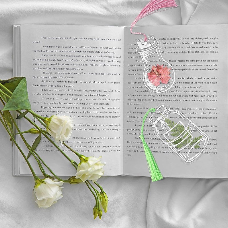 Woanger 120 Pieces Transparent Dried Flower Bookmarks Kit Cute Bottle Shaped Flower Bookmark Maker Handmade DIY Transparent Floral Page Clear Floral Bookmark Point Tweezer Hole PunchDream Collector - Image 5