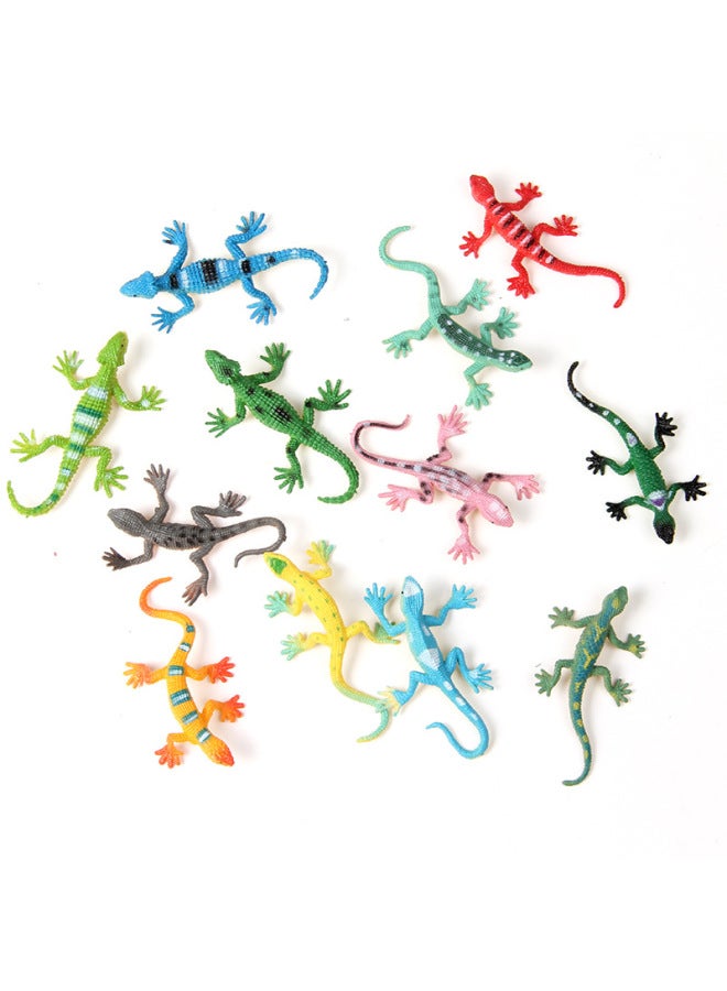 Mini Animal Model Set Simulation Snake Frog Turtle Caterpillar Crab Goldfish Ornaments Children's Toys-Color:12 Mini Lizards  - Image 1