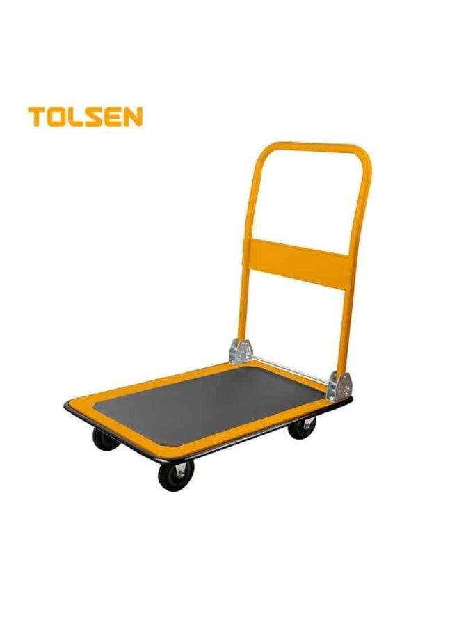 Tolsen 62606 Foldable Platform Hand Truck 300kg – Heavy Duty Folding Trolley with 5 Inch Swivel Wheels & Brake 900x600mm - Image 2
