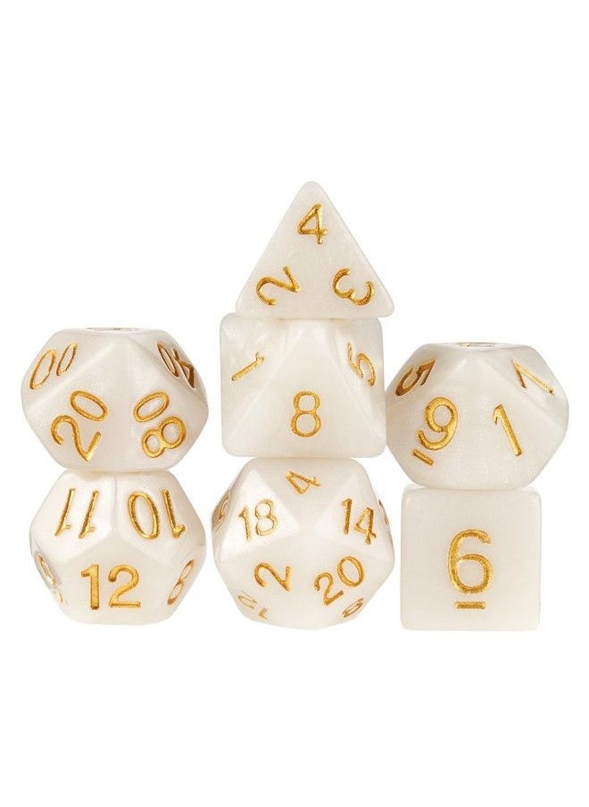 Wiz Dice 7 Die Polyhedral Dice Set Forbidden Treasure (White Pearl) With Velvet Pouch  - Image 2