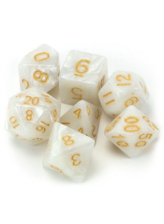 Wiz Dice 7 Die Polyhedral Dice Set Forbidden Treasure (White Pearl) With Velvet Pouch  - Image 3
