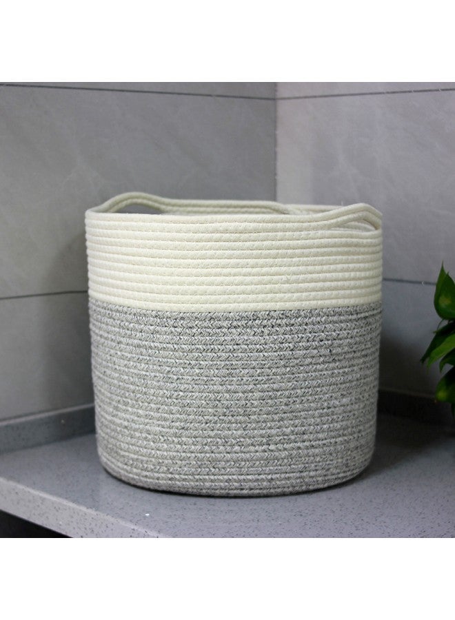 WAOKN Thickened Cotton and Linen Laundry Basket, Desktop Storage Basket Dirty Clothes Storage Basket, Home Storage Solution for Office, Bedroom, Closet, Toy and Laundry Room (White and Gray) - Image 2