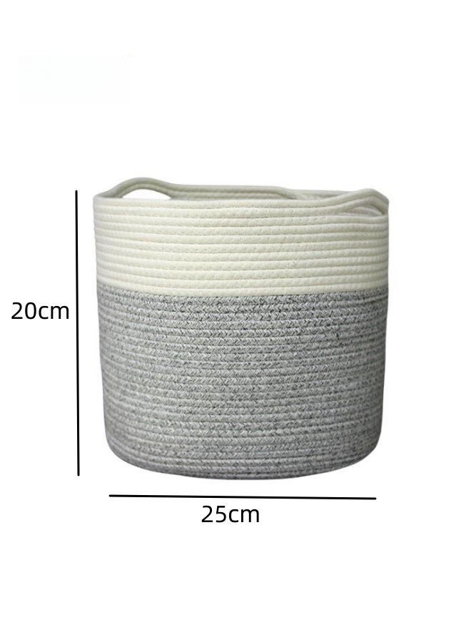 WAOKN Thickened Cotton and Linen Laundry Basket, Desktop Storage Basket Dirty Clothes Storage Basket, Home Storage Solution for Office, Bedroom, Closet, Toy and Laundry Room (White and Gray) - Image 5