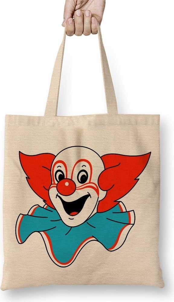Baskı Dükkanı Print Shop Clown Clown Cloth Bag Long Handle 