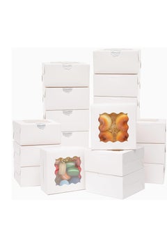60pcs White Bakery Boxes with Window, 6x6x3 Inches Cookie Boxes for Pies, Small cakes, Donuts, Chocolates