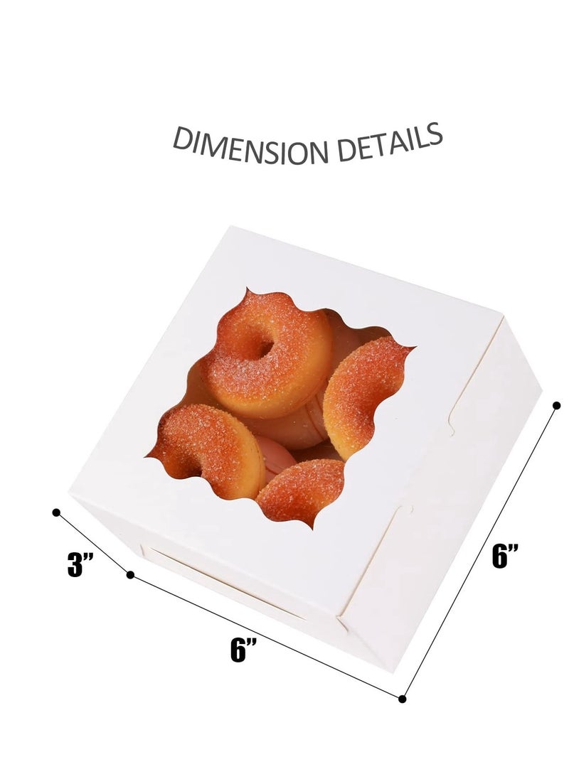 Generic - 60pcs White Bakery Boxes with Window, 6x6x3 Inches Cookie Boxes for Pies, Small cakes, Donuts, Chocolates - Image 1