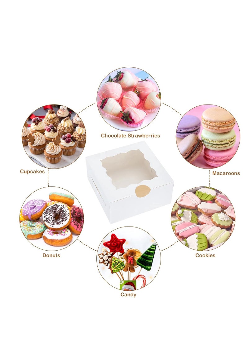 Generic - 60pcs White Bakery Boxes with Window, 6x6x3 Inches Cookie Boxes for Pies, Small cakes, Donuts, Chocolates - Image 1