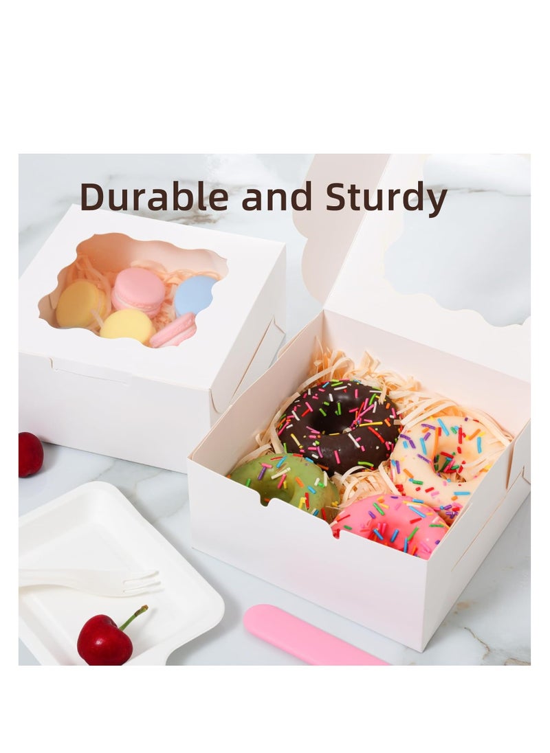 Generic - 60pcs White Bakery Boxes with Window, 6x6x3 Inches Cookie Boxes for Pies, Small cakes, Donuts, Chocolates - Image 1