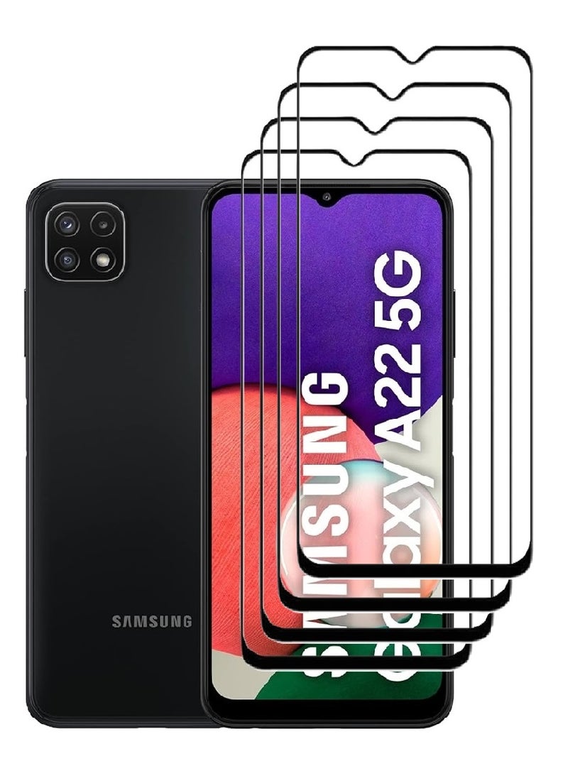 AINA 4 Pieces Tempered Glass Screen Protector 5D Designed For Samsung Galaxy A22 5G Full Glue Edge to Edge Full Screen Coverage And Bubble Free - Image 1