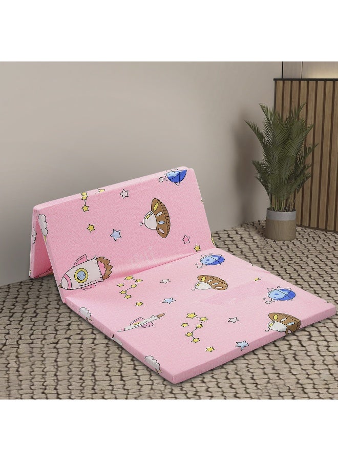 Status مرتبة فوم بحجم فردي 40 مم 4 طيات (182 × 88 سم، طباعة وردية) من ستاتوس - Image 1