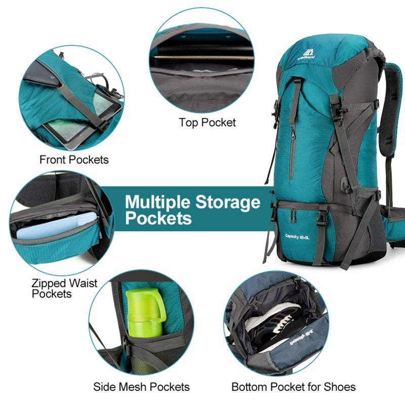 weikani Hiking Backpack 20L Durable Rip-Stop Nylon - Water Resistant With Rain Cover Breathable Back Panel Adjustable Straps Adventure Backpack for Outdoor Camping Mountain Climbing - Image 4